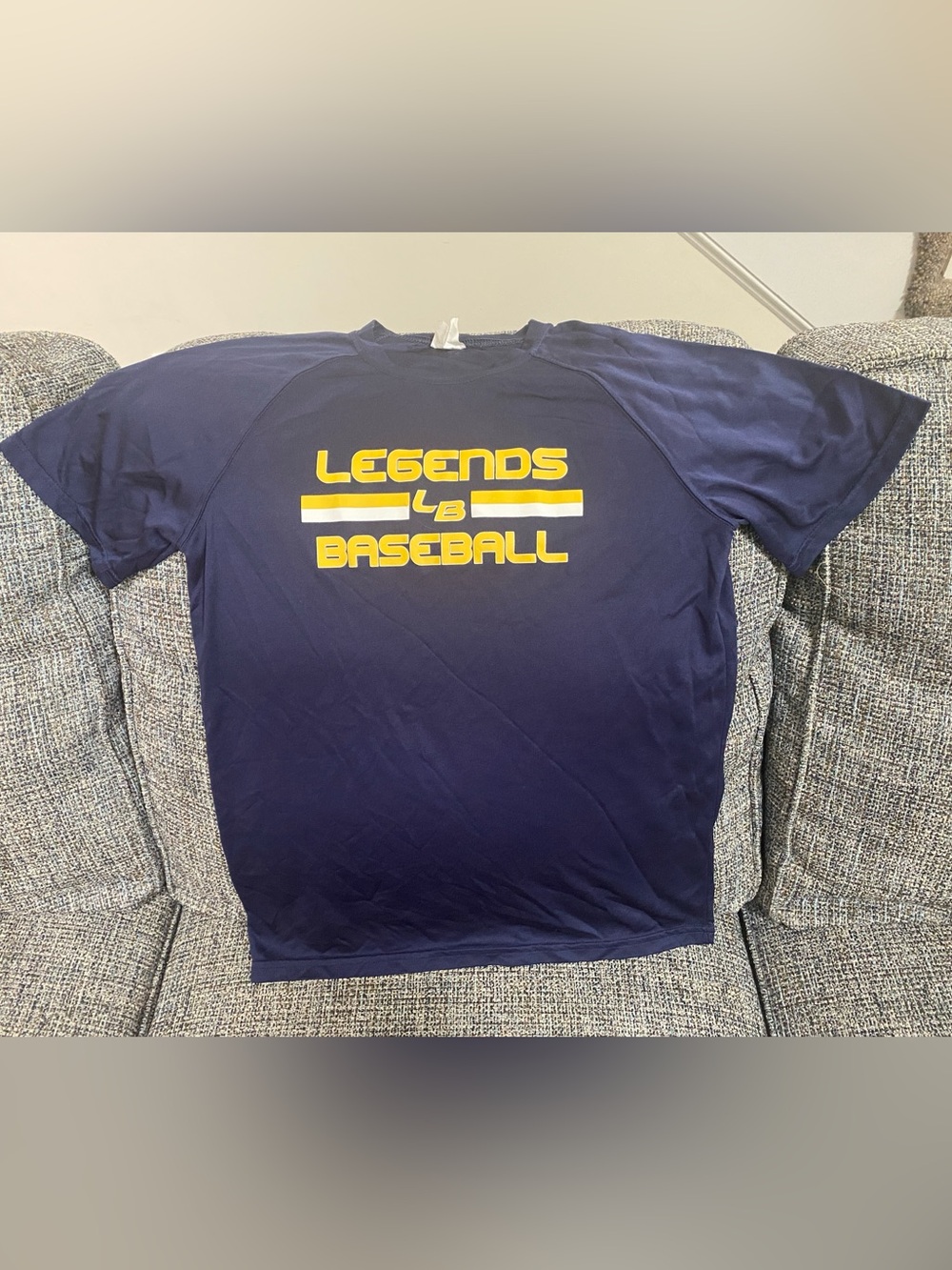 Legends Baseball Navy Blue T-Shirt, 100% Polyester, Size Youth X-Large